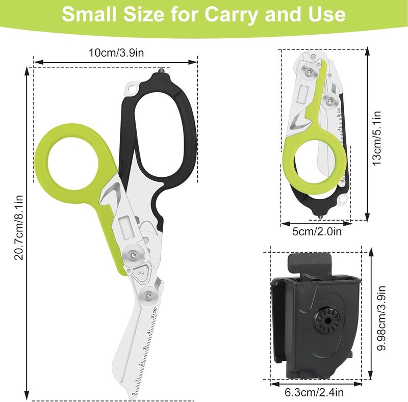 Lemasa 6-in-1 trauma shears - emergency responders, outdoor emergencies, medical staff, and outdoor camping, Gift box packaging with scissors storage K sheaths (dark green) - Image 3
